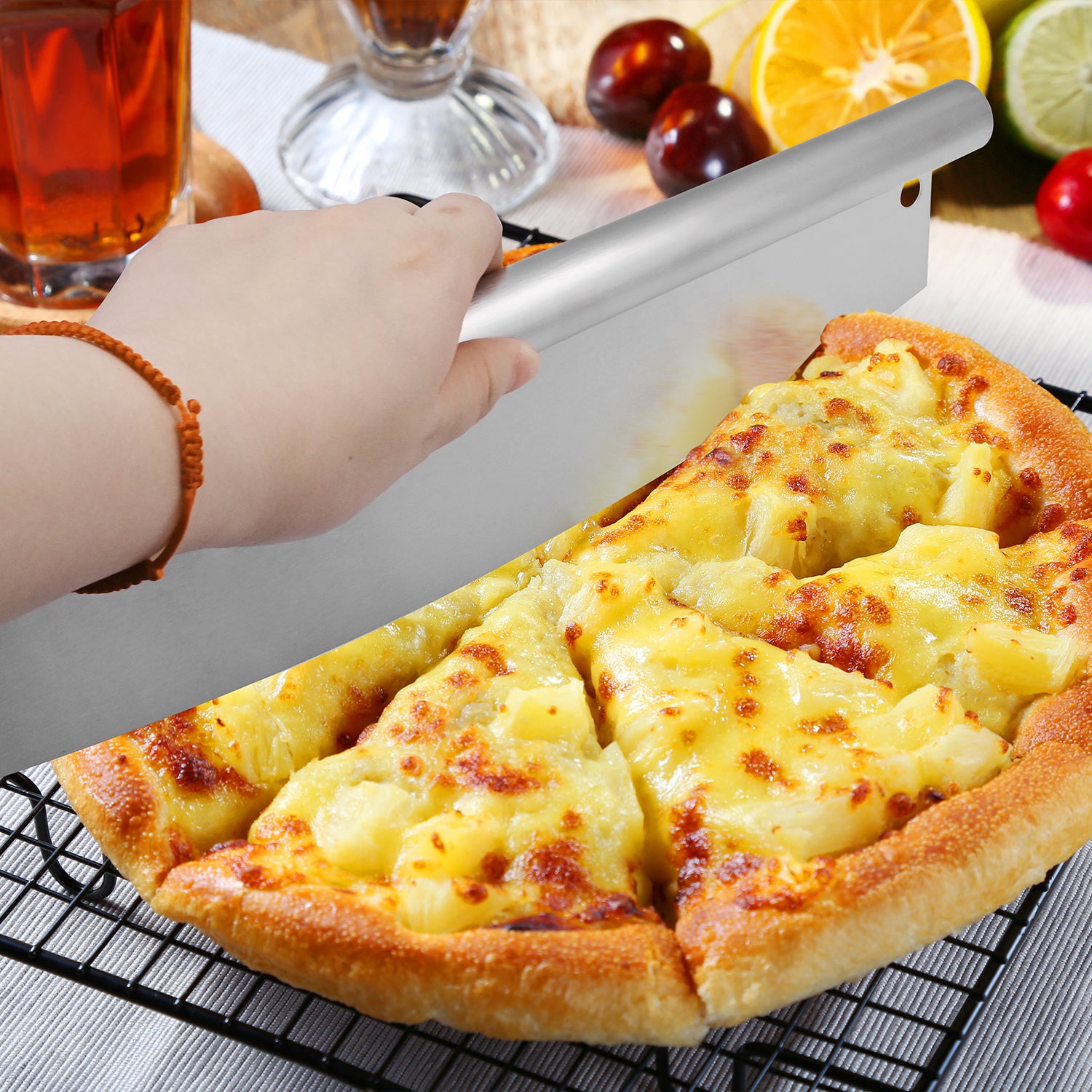 OUII Pizza Peel Aluminum Metal Pizza Paddle - 12 x 14 inch. Pizza Cutter Rocker 14'' Blade Pizza Spatula for Pizza Stone, Pizza Oven Accessories.